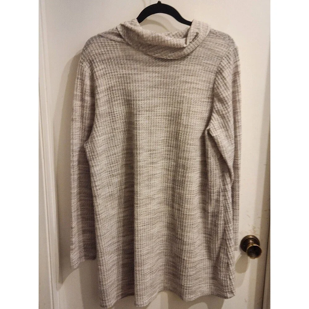 Lane Bryant Size‎ 14/16 Long Sleeve Cowl Neck Marled Light Gray Tunic Top